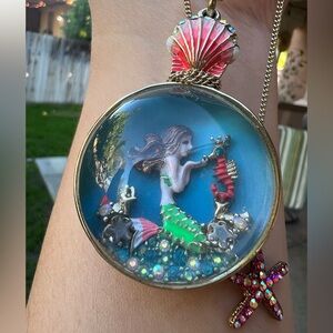 SOLD Betsey Johnson Mermaid in a bottle Necklace HTF